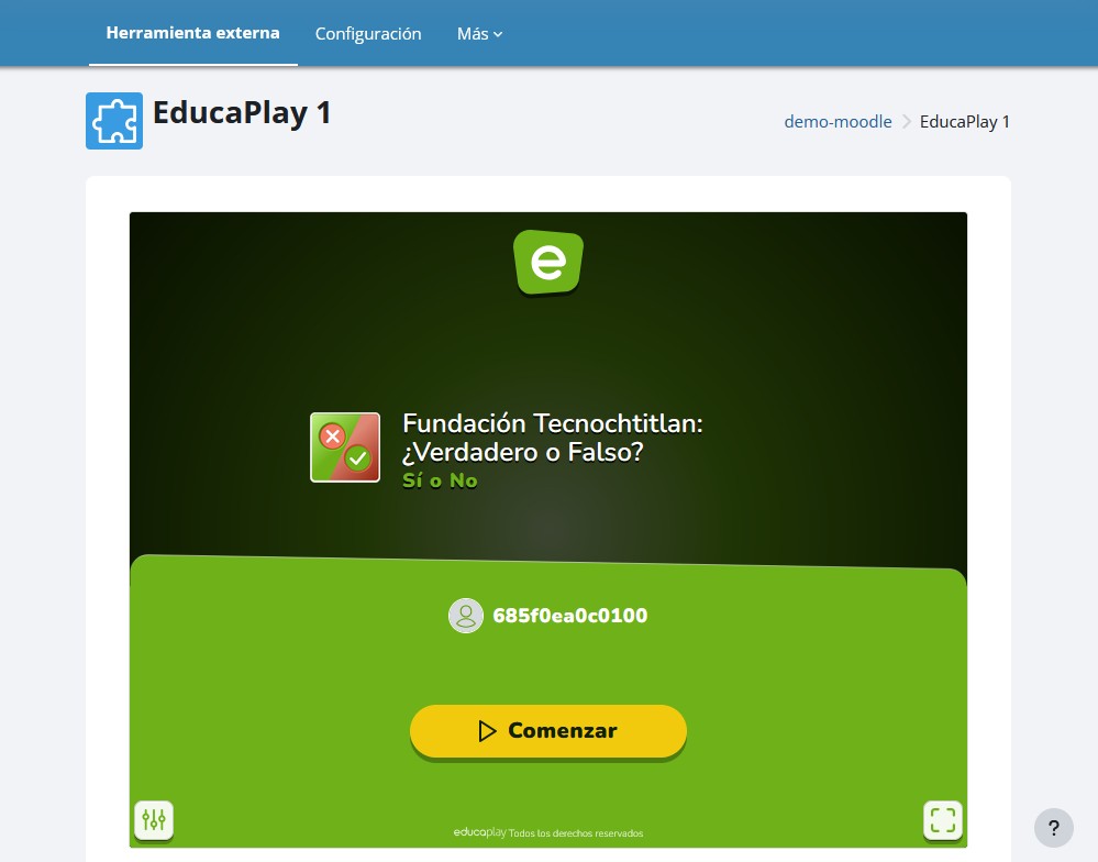 actividad externa gamificación en moodle